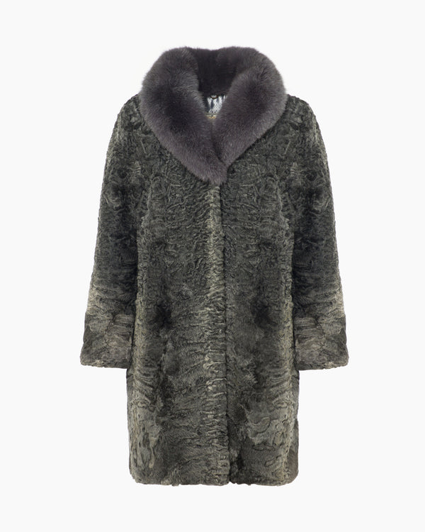 Gray Astrakhan Midi Coat